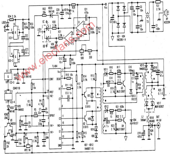 LM494,LM358组成的48V电动车充电器电路