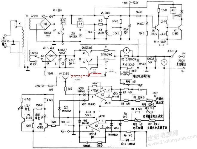 30V/3A稳压稳流电源电路原理