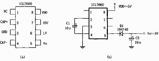 ICL7660构成的极性变换电源电路