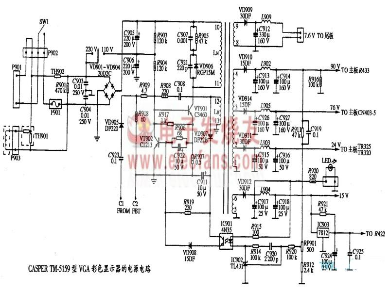 CASPER TM-5159型VGA彩色显示器电源电路图