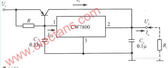 CW7800组成的大电流输出集成稳压电源电路