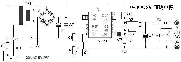 LM723组成的可调稳压电源电路