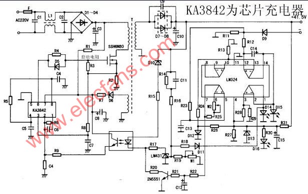 UC3842场效应管充电器电路