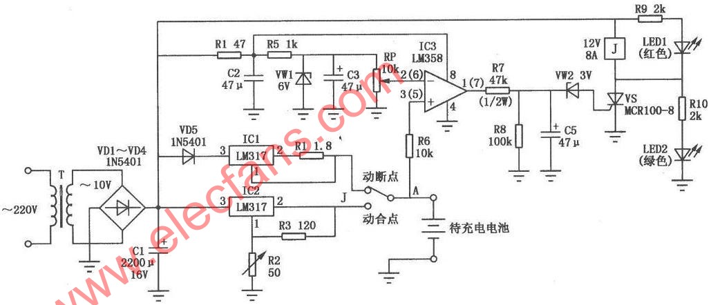 lm317大功率充电器电路