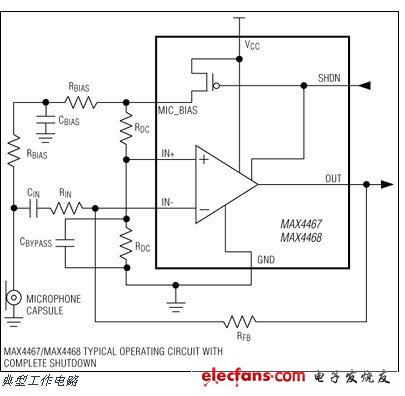 MAX4465-MAX4469低功耗麦克风前置放大器