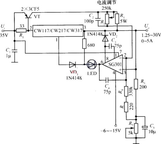 CW117/CW217/CW317构成的恒压/恒流源电路