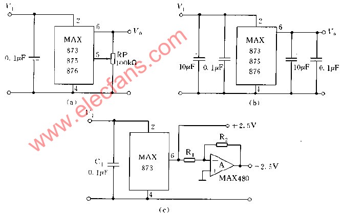 MAX873 MAX875 MAX876典型应用电路