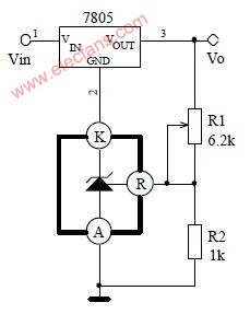 CW431CS与7805集成电路一起构成可调稳压电源