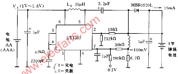 LT1307构成的恒流充电电路