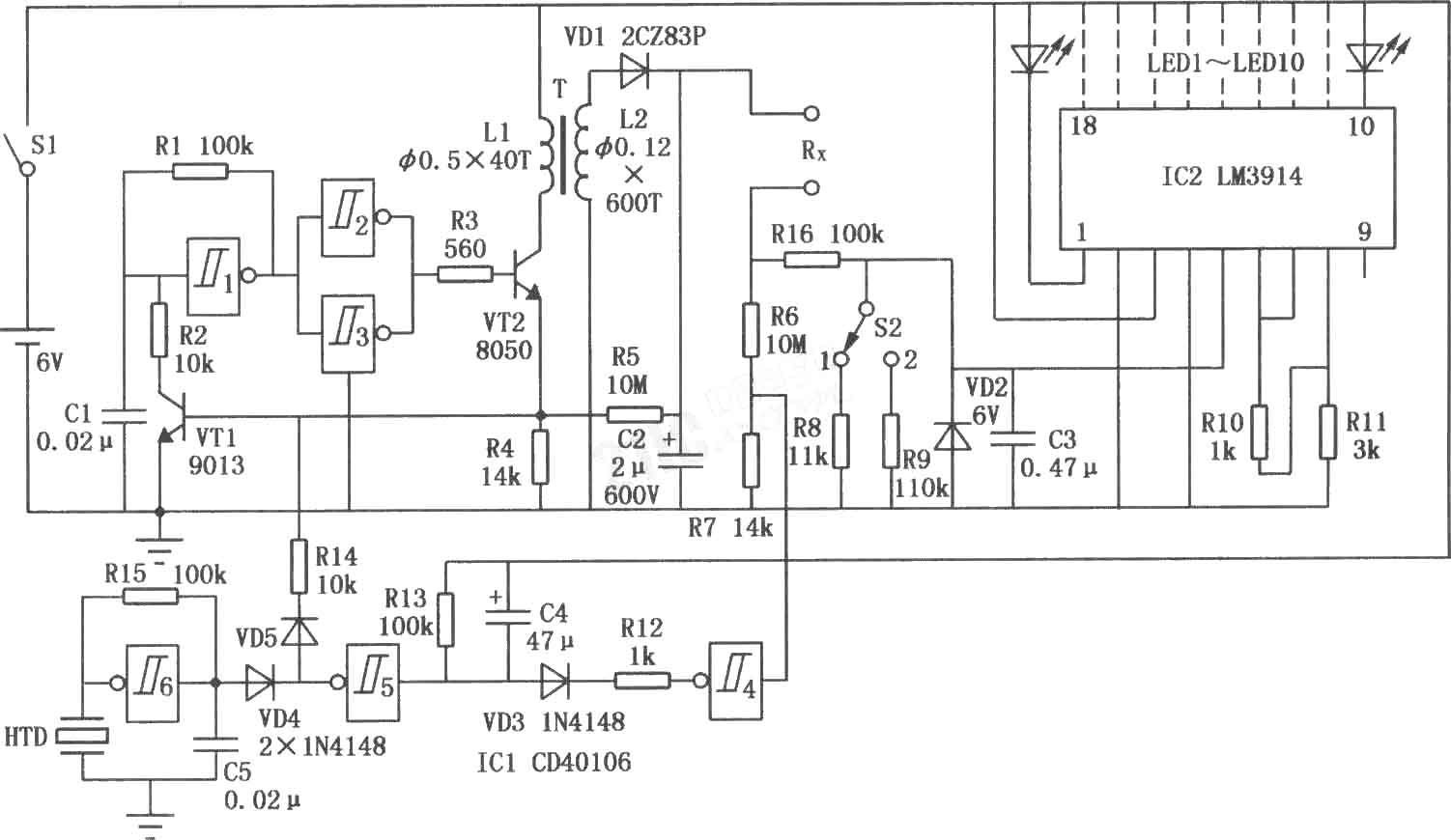 cd40106开关振荡电路图图片