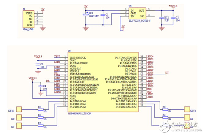 电容触摸msp430电路与led驱动电路设计详解