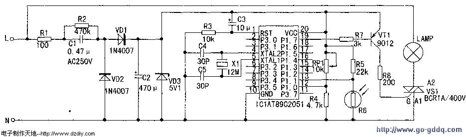 单片机智能灯控制器电路