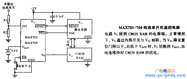 MAX703/704構(gòu)成單片機(jī)監(jiān)控電路