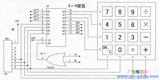 矩阵键盘总线接口电路