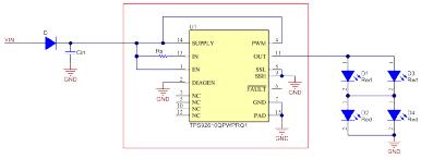 图2：TPS92610-Q1集成LED驱动电路