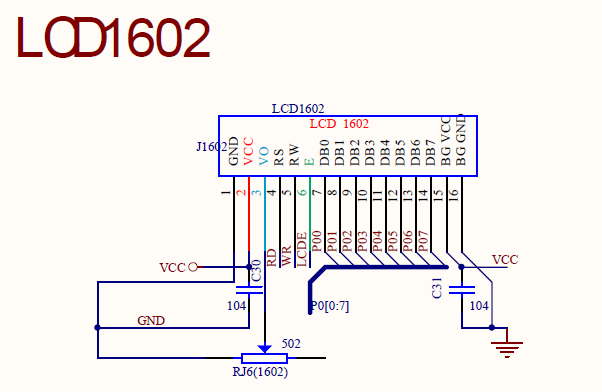 1602液晶模块电路图图片