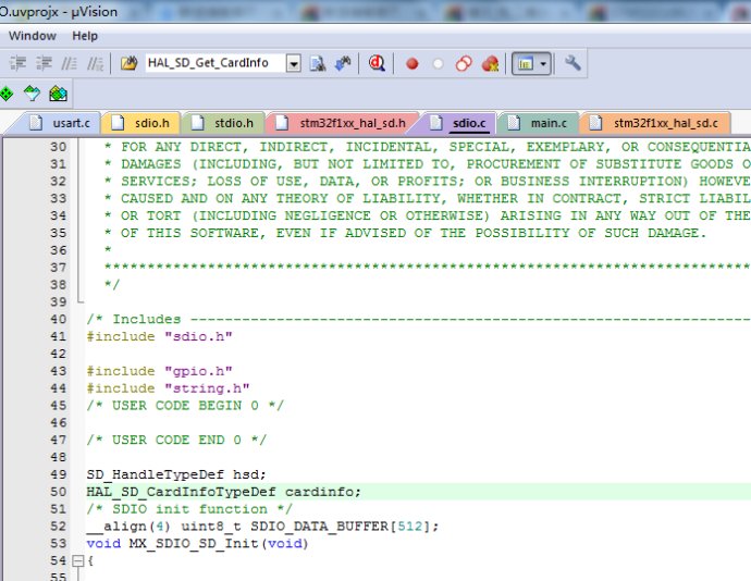 STM32CubeMX生成SDIO驱动SD卡的代码