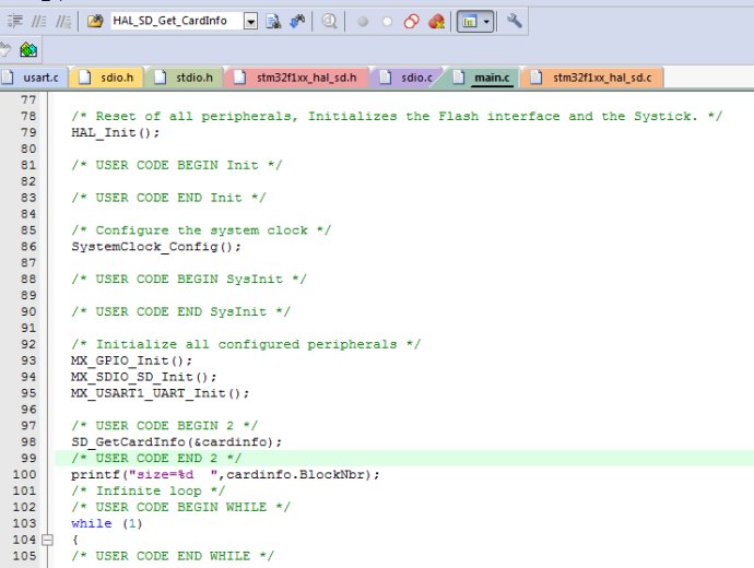 STM32CubeMX生成SDIO驱动SD卡的代码