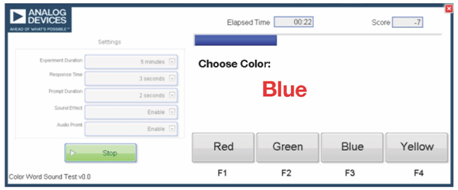 图6.“颜色-词语-声音”测试应用。