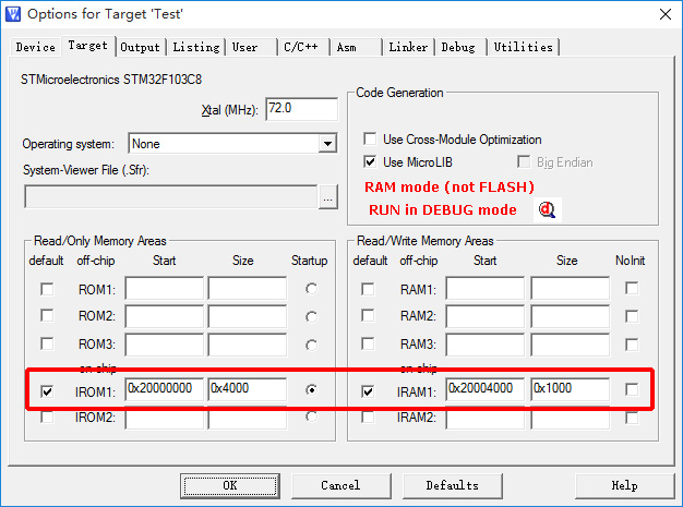 STM32CubeMX在SRAM中调试的设置