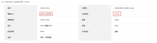 三星S5KGM1官网参数