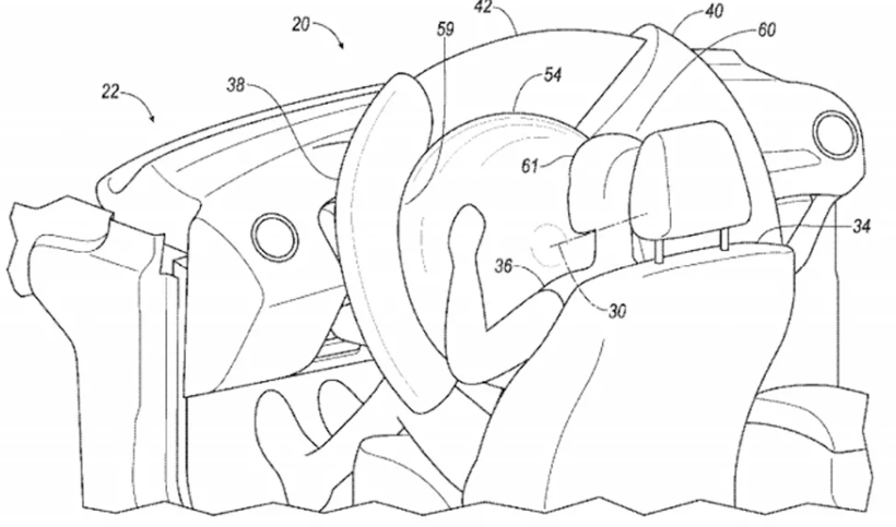 黑科技，前瞻技术，福特安全气囊,福特蝴蝶领结，福特安全气囊专利，福特专利，汽车新技术