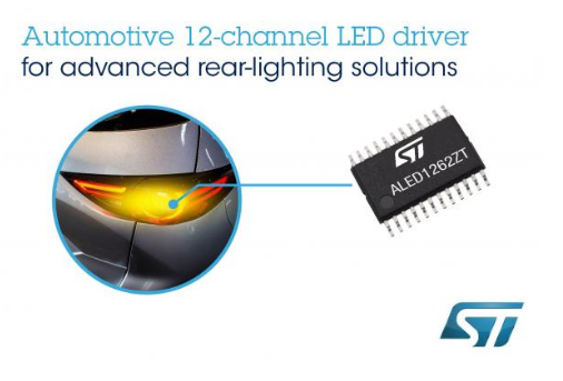 意法12通道LED驱动器,尾灯电源,车辆内部照明电源,ALED1262ZT,