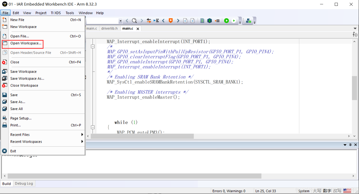 点击open workspace