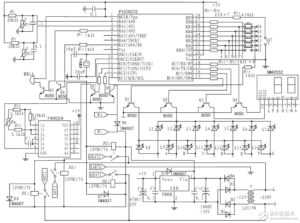 以PIC16C72单片机控制为核心的水温水位控制器设计