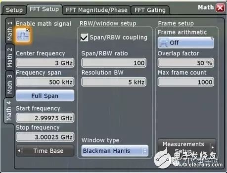 图18 R&S数字示波器频谱分析设置