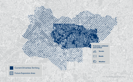 Waymo在亚利桑那州的自动驾驶地区(2017) Waymo在亚利桑那州的自动驾驶地区(2017)