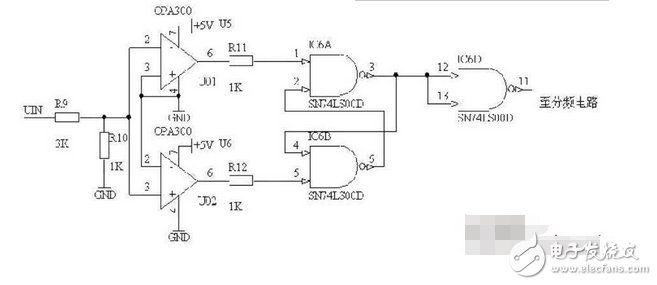 信号产生部分采用信号发生芯片MAX038，以MSP430单片机为微控制器，进行各种功能操作，完成输出信号的波形、频率、幅度的调节。MAX038输出的频率经过一级跟随器送给OPA300和74HC00构成的波形整形电路对波形进行转换和整形变换成方波信号，再将次信号进行分频，分频后的信号送入msp430进行测量。用LCD显示器，实时显示输出信号参数。控制部分及信号测量部分由msp430单片机实现。