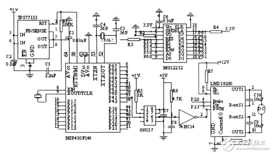 基于msp430f149单片机下74hc14n应用电路