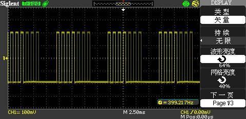 一周期4个方波的脉冲串信号(打开波形持续,波形不稳定)