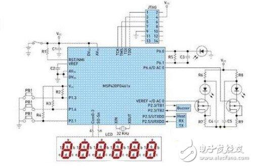 基于MSP430便携式心率测量系统电路设计图