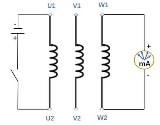怎么判断三相异步电动机的首尾端?