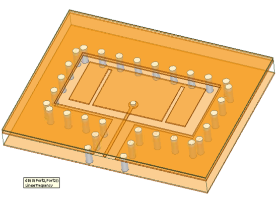 cavity-backed E-shape patch antenna element