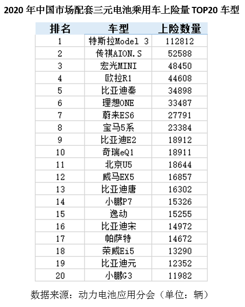 从2020年上险乘用车市场 看三元电池未来市场格局 从2020年上险乘用车市场 看三元电池未来市场格局