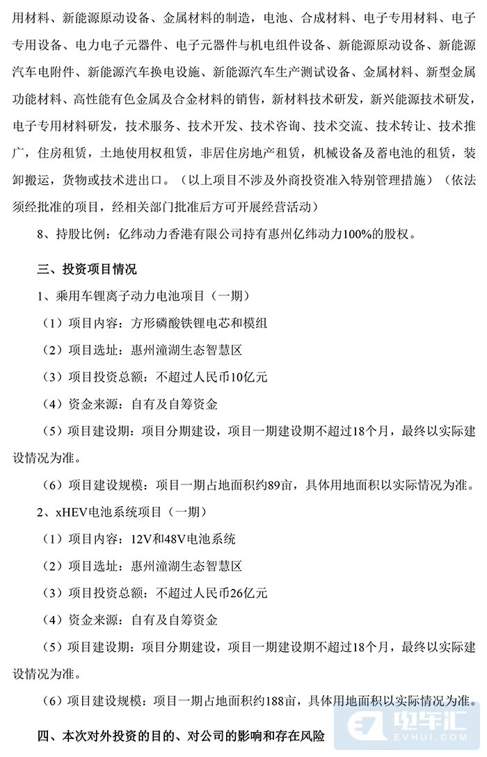 亿纬锂能下属公司拟投建乘用车锂离子动力电池项目