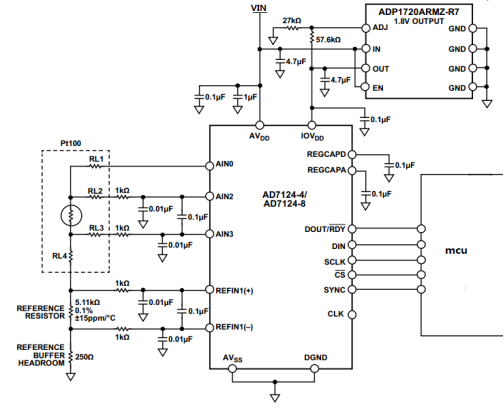 AD7124温度传感器驱动电路
