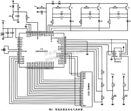 应用MSP430设计的新型热量表的电气原理图