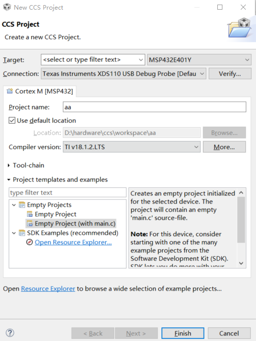 MSP432在CCS上新建工程，导入固件库
