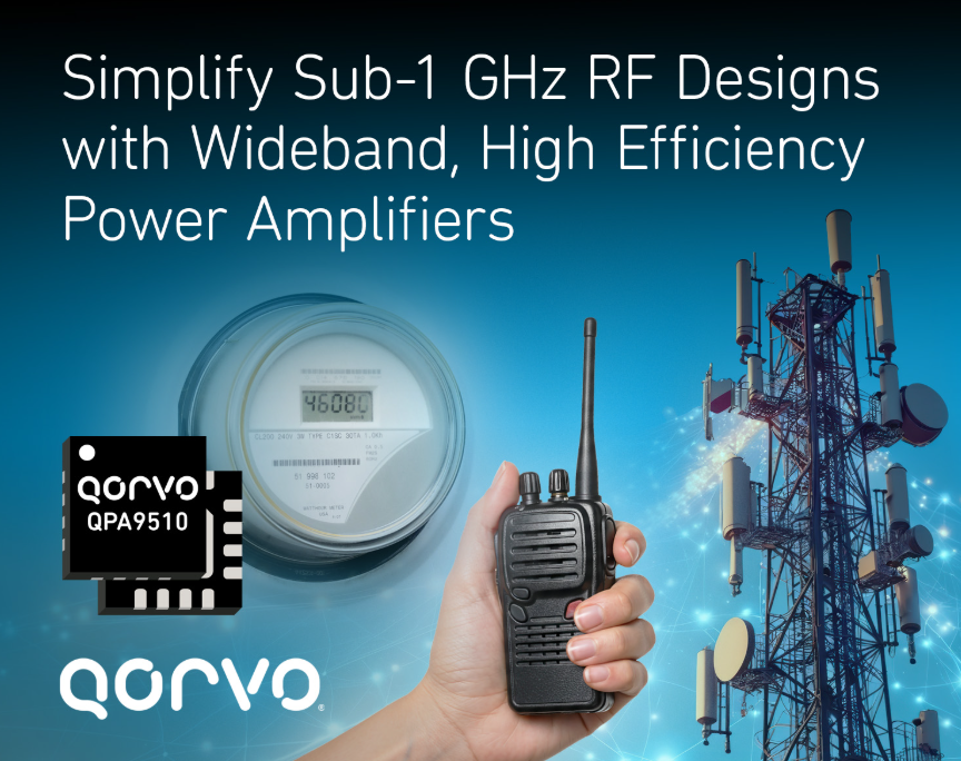 Qorvo推出宽带高效功率放大器QPA9510，助力简化Sub-1GHz射频设计