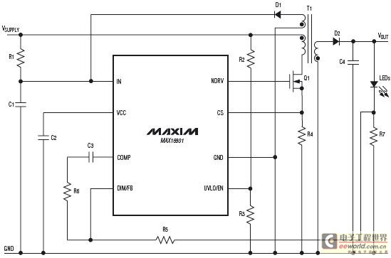 Offline, Non-Isolated, Flyback LED Driver Circuit with Programmable Input Startup Voltage