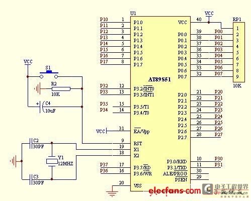 Figure 2 MCU main control system circuit diagram