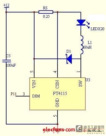 Figure 3 LED constant current drive system circuit diagram