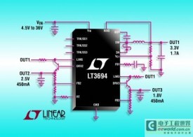 凌力尔特推出具有两个线性控制器的2.6A、36V 降压型开关稳压器