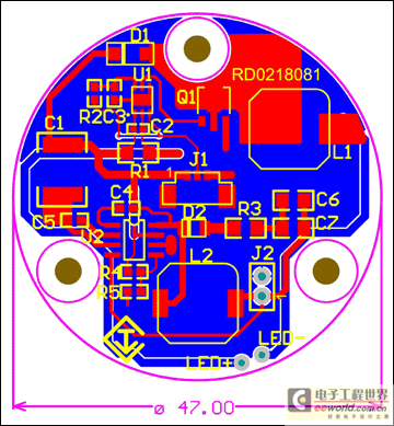 Figure 3. Revised layout of the PCB (updated from the board in Figure 2).