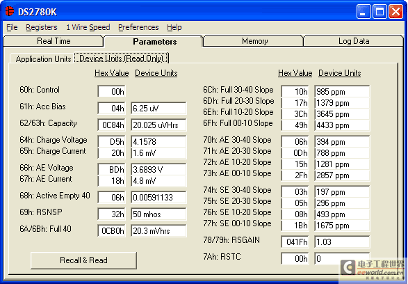 Figure 2. Device units sub-tab of parameters tab.