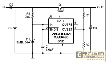 图2. 增大最大输入电压的过压保护电路